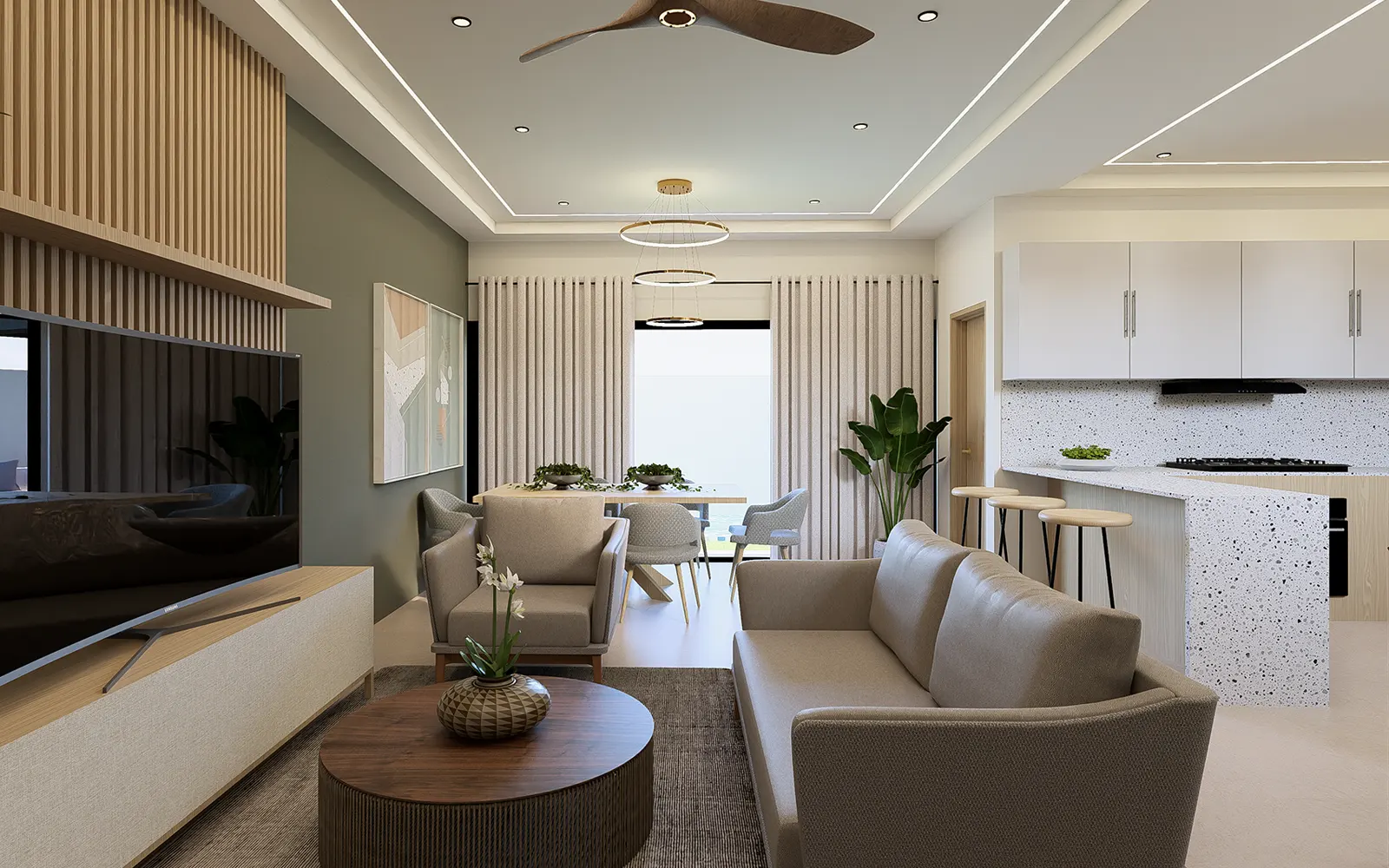 villas-modernas-white-sands-sala